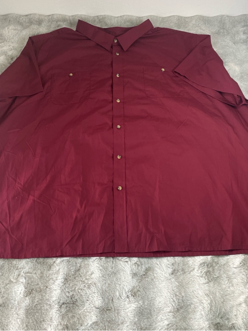 KingSize Mens 7XL Big Burgundy Short Sleeve Button Down Shirt -0073
